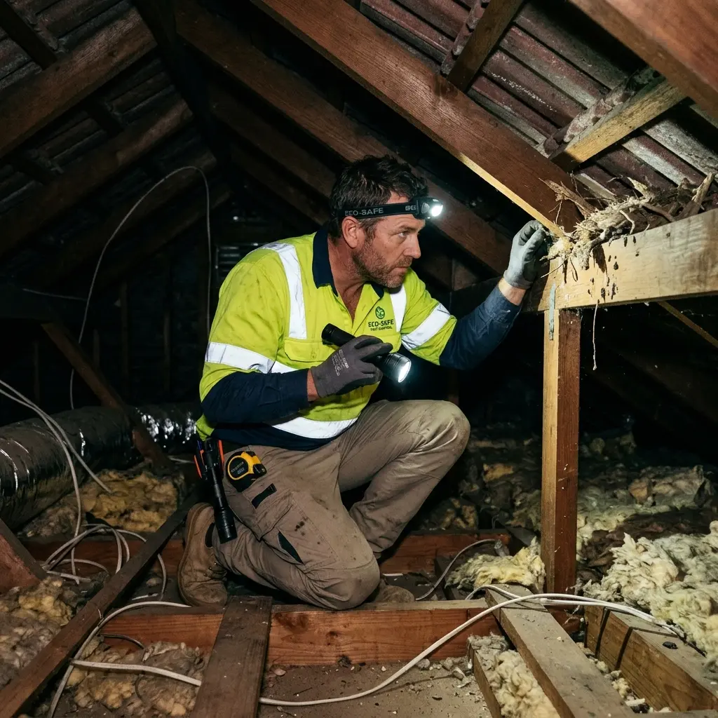 Technician using detection equipment to locate a dead rat inside a Holmesglen wall cavity